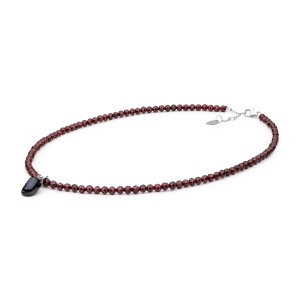 Colier garnet si perla keshi neagra cu argint DiAmanti 214-37-G (Argint 925‰ 0,85 g.)